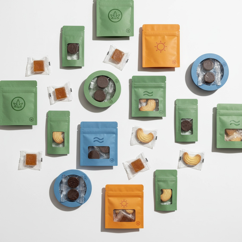 Packaging of compliant cannabis edibles in child-resistant, individually wrapped servings