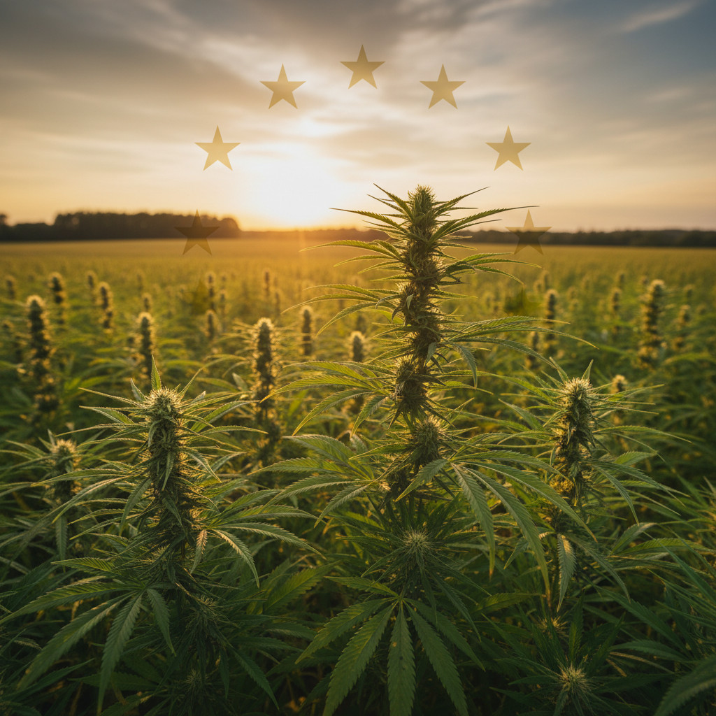 Hemp field with EU motif