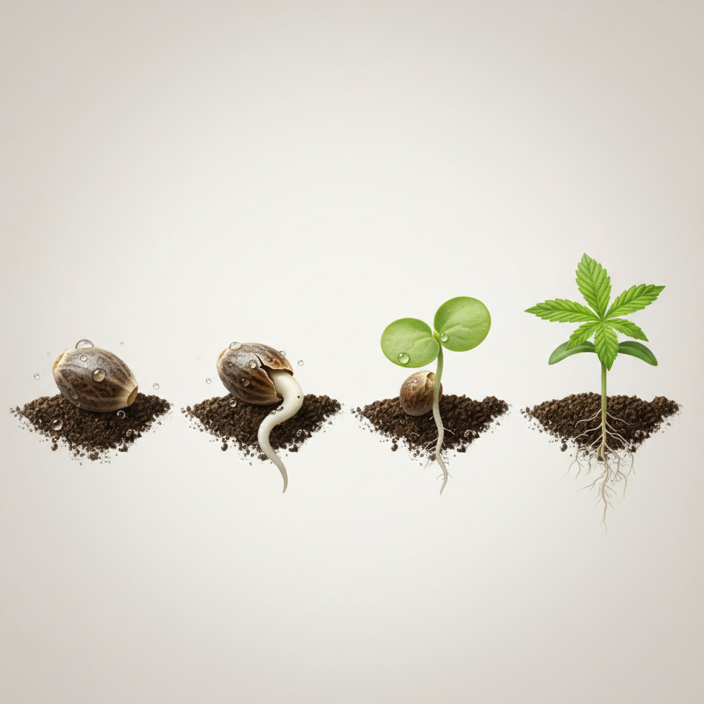 Hemp seed germination stages