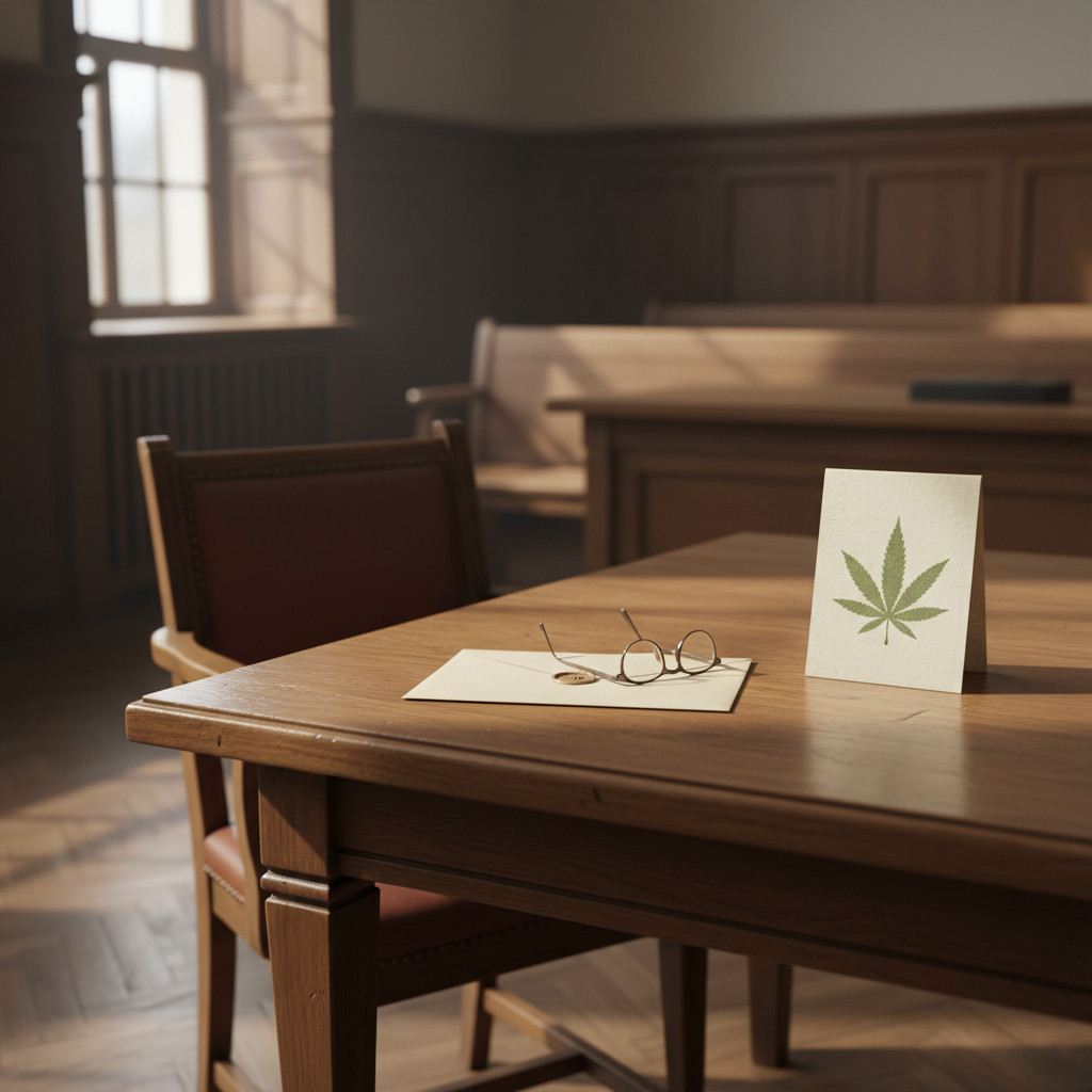 Empty commission hearing table with resignation items