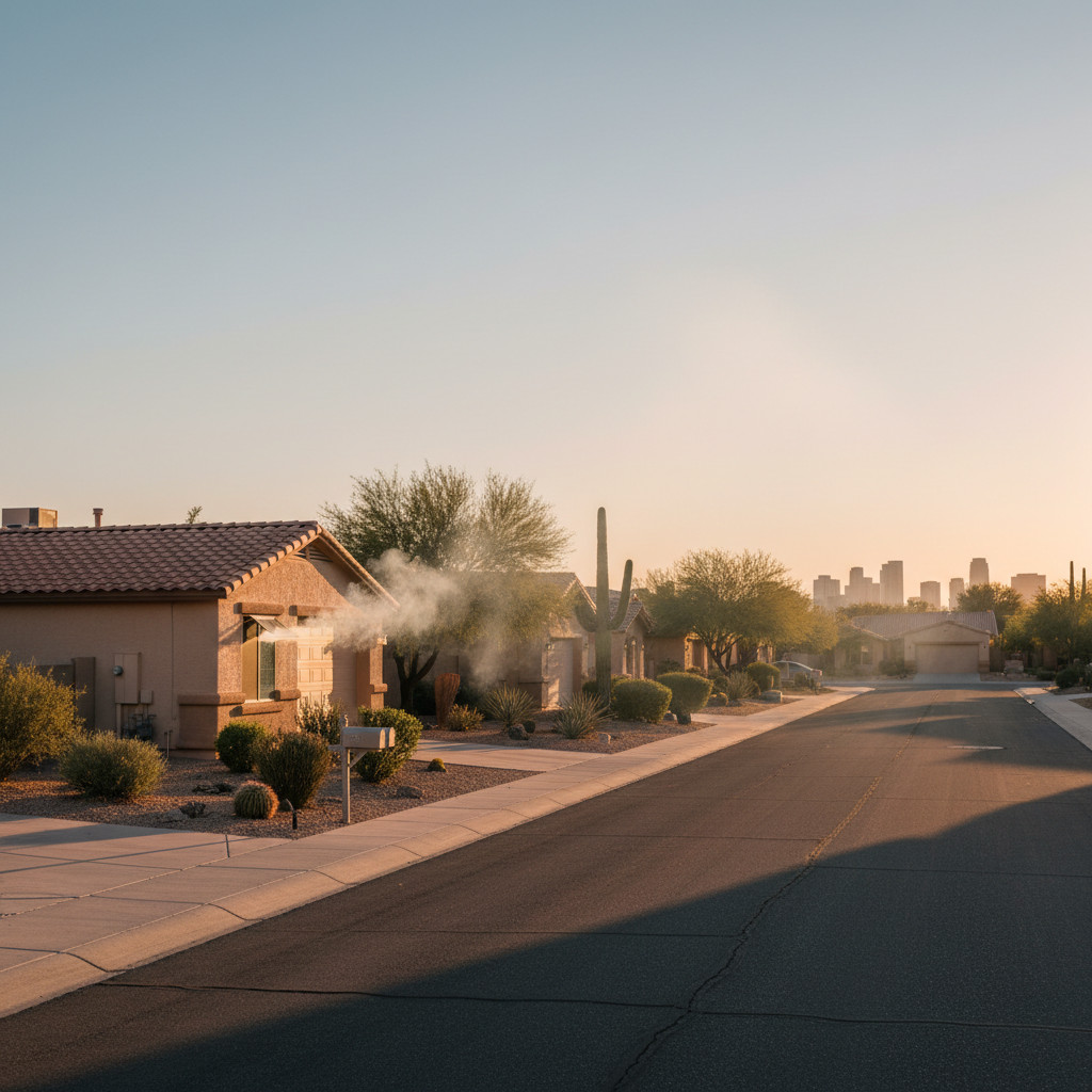 Arizona neighborhood with visible smoke