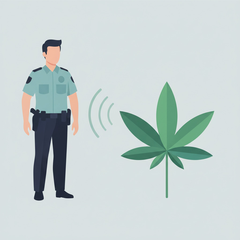 Police officer and cannabis scent illustration