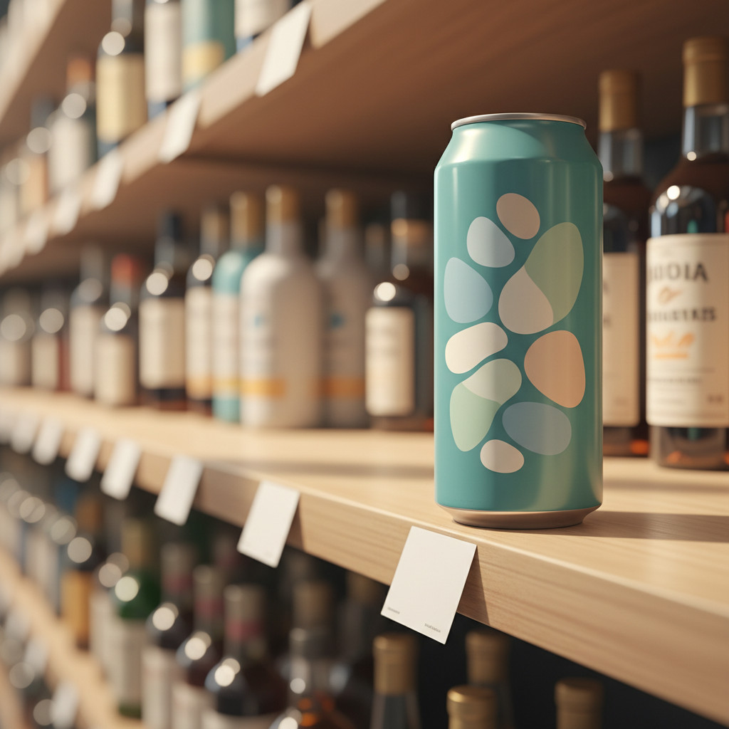 Low THC beverage on liquor store shelf
