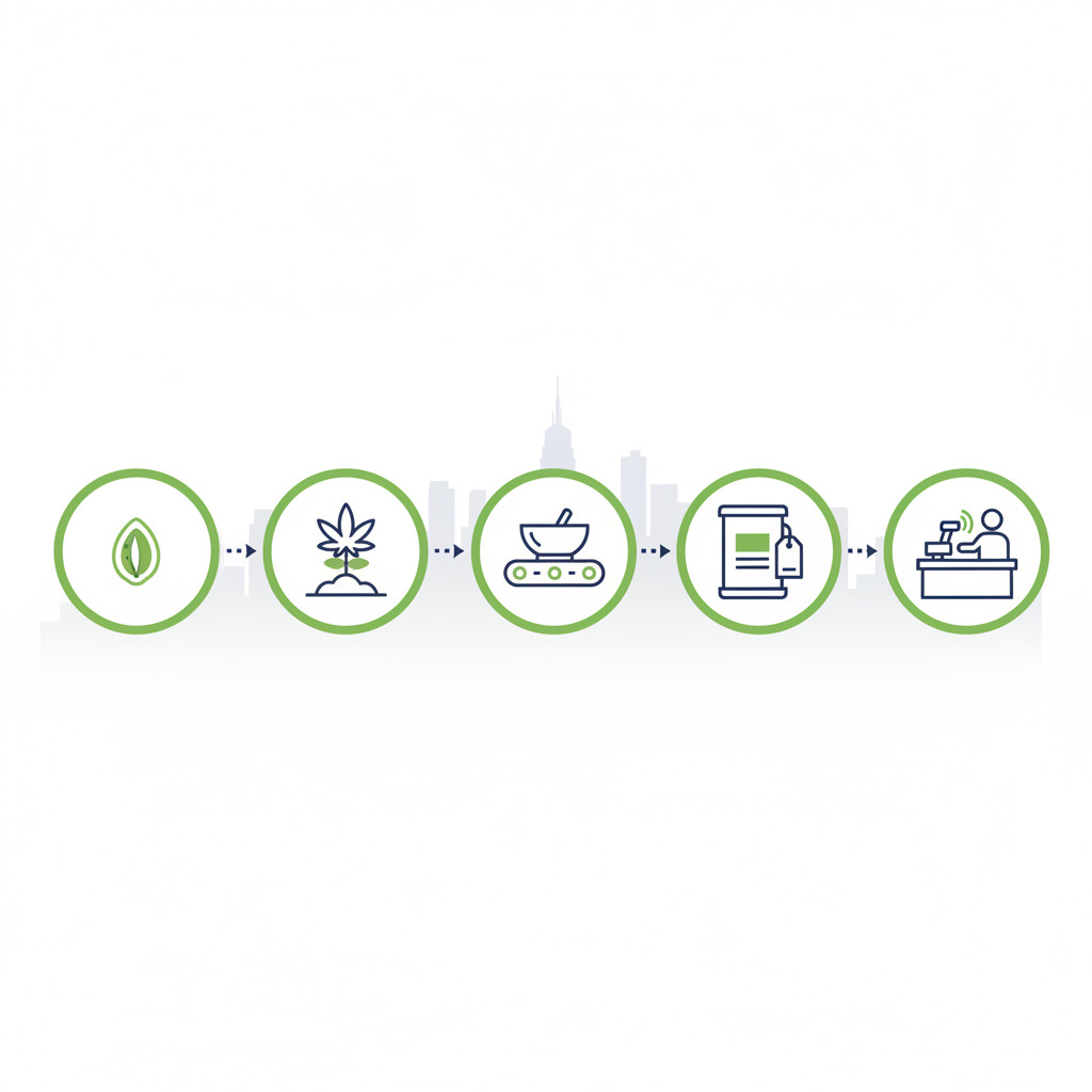 Seed-to-sale journey illustration for New York cannabis