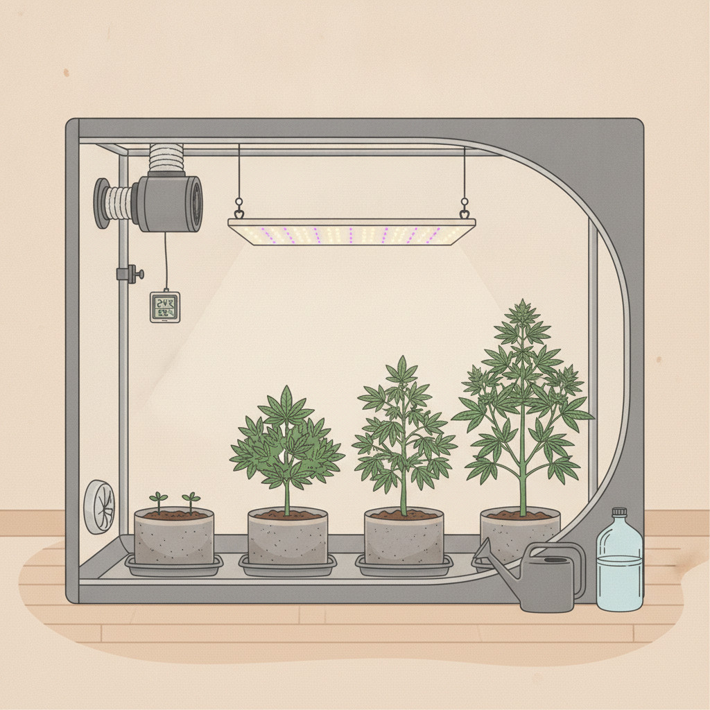 Home indoor grow tent setup
