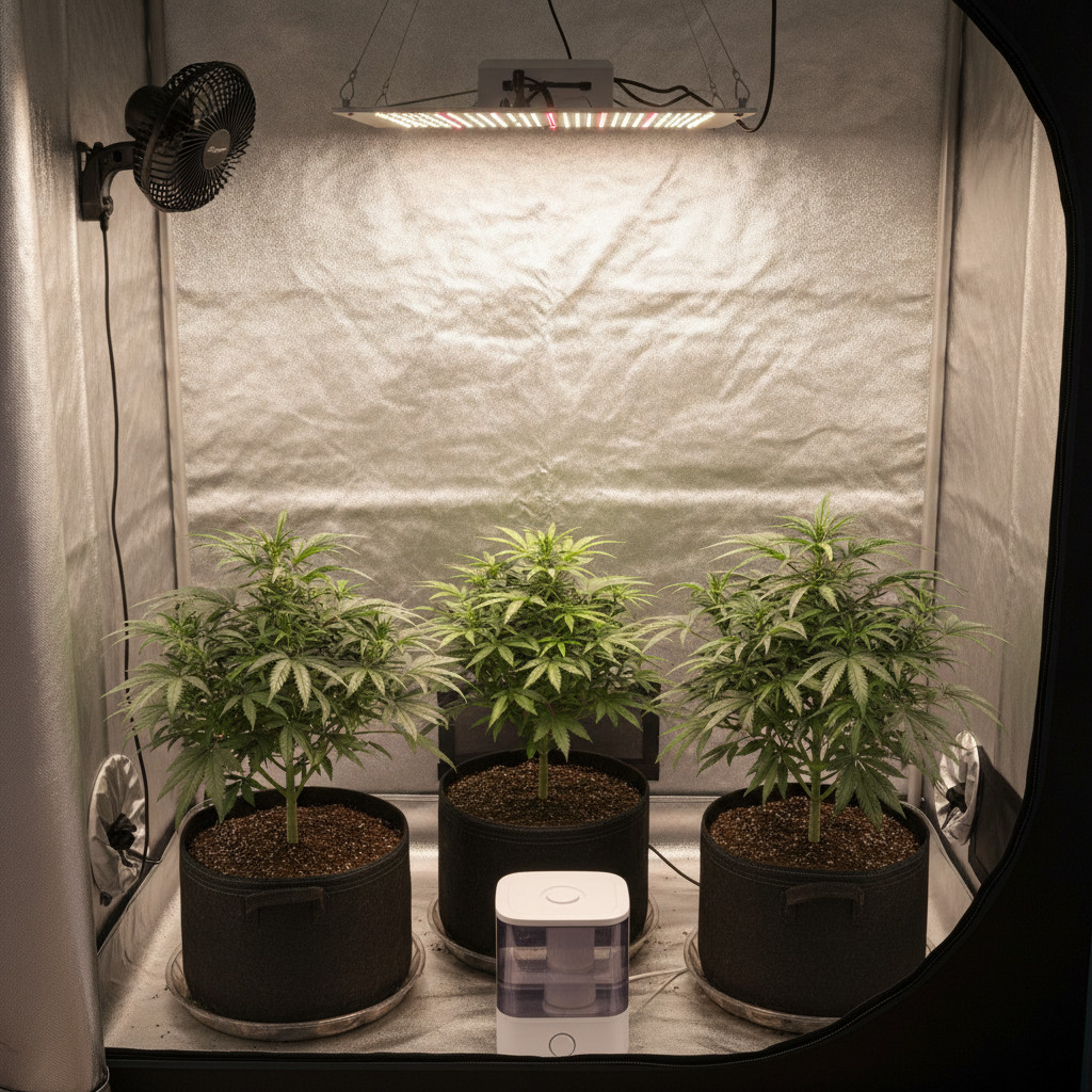 Indoor home cannabis grow setup in Minneapolis, 2026