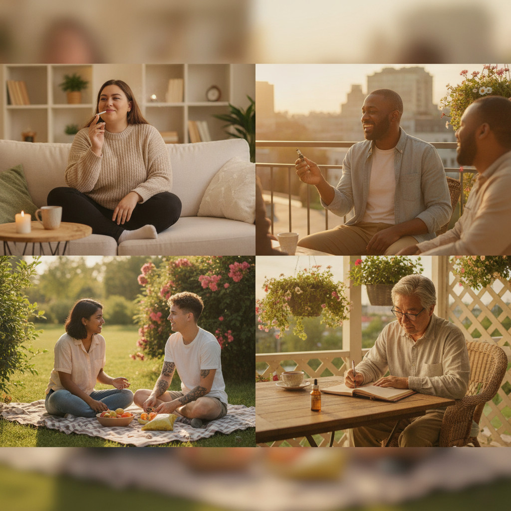 Diverse people enjoying personalized 420 experiences