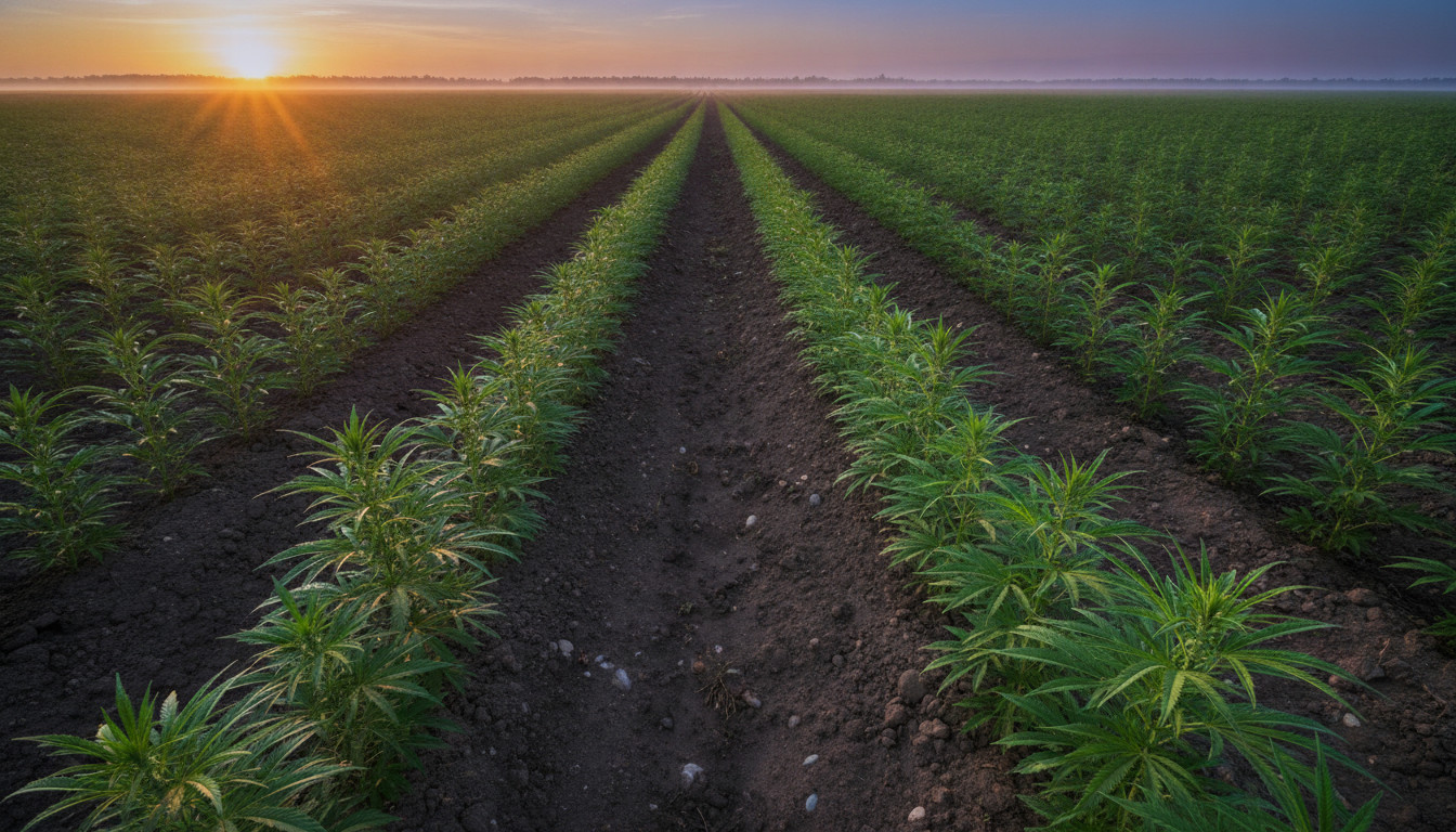 Hemp field at dusk