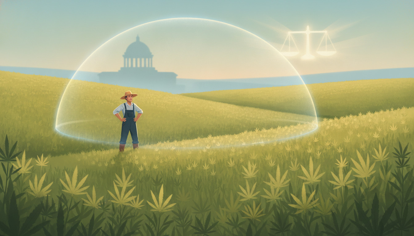 Hemp field with protective shield