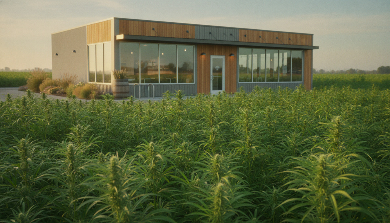 Hemp field with storefront