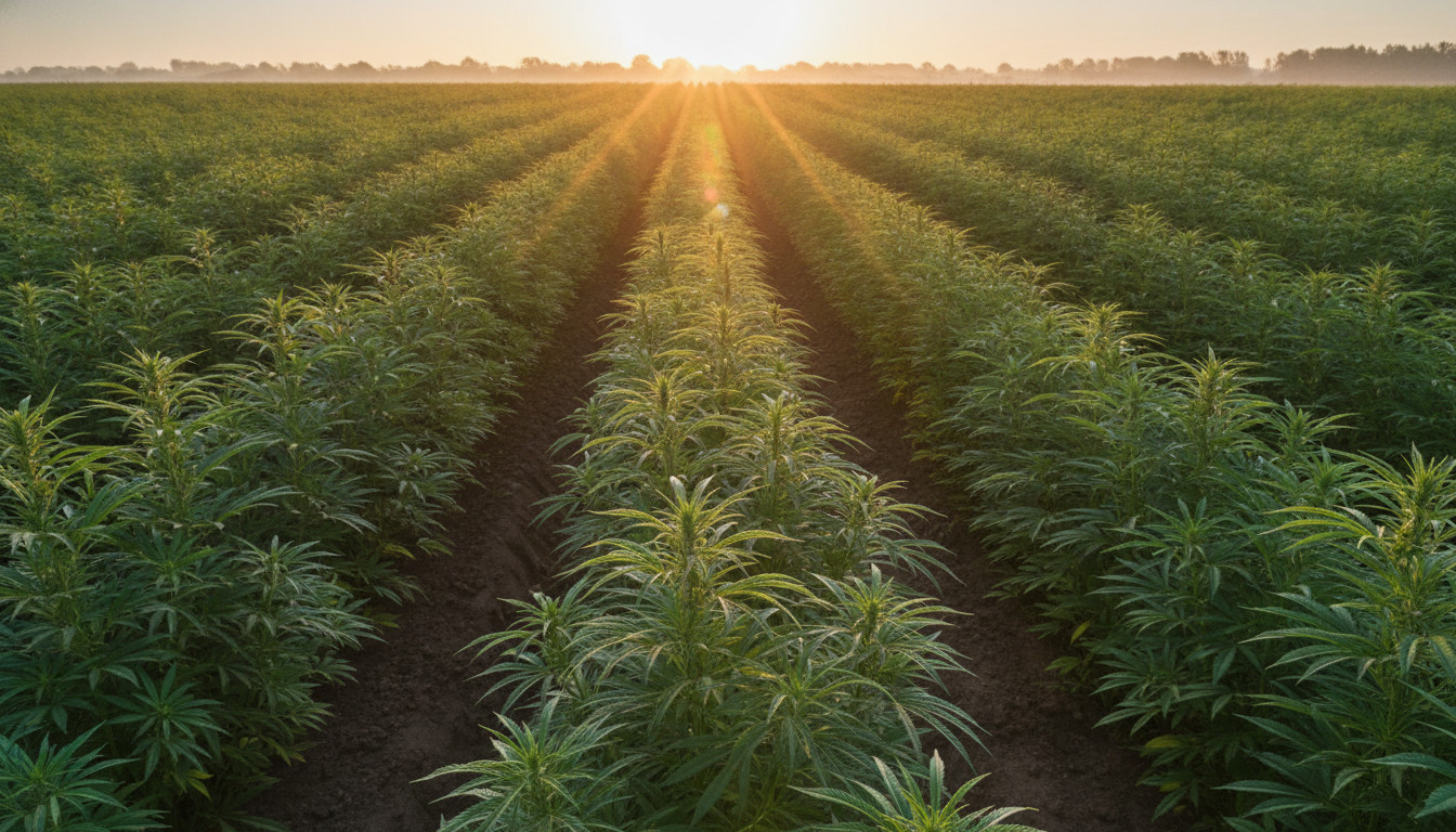 Hemp field sunrise image