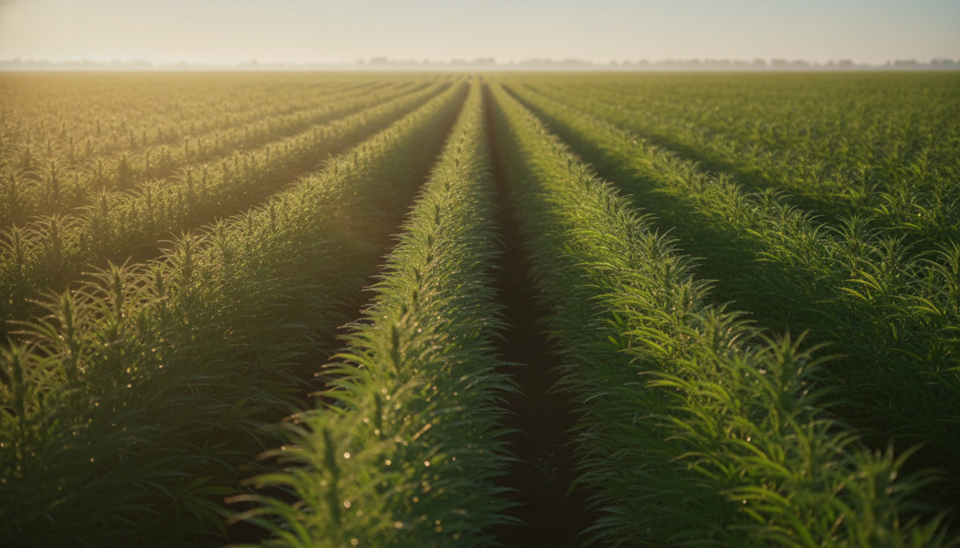 Hemp field at sunrise