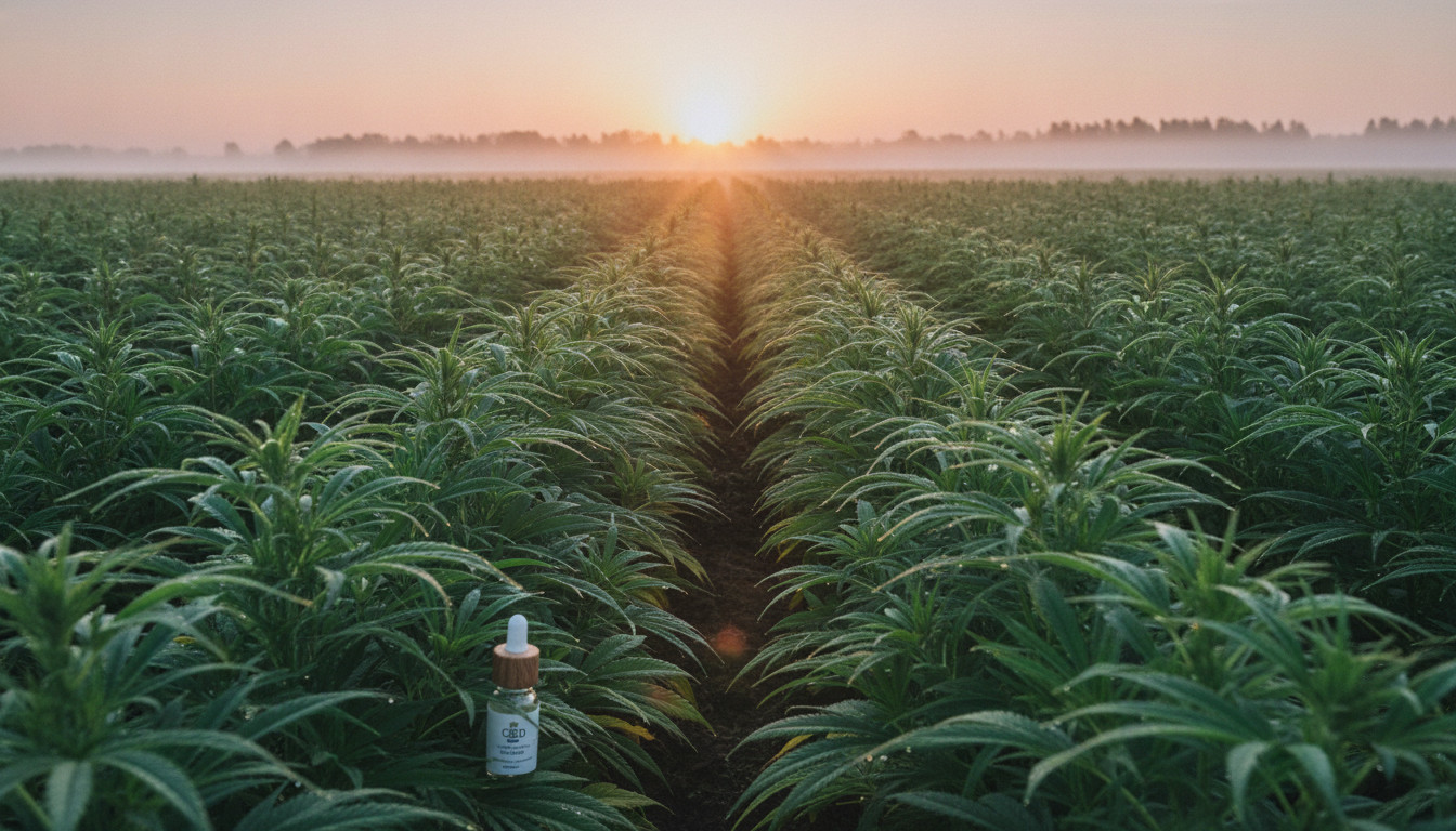 Hemp field at sunrise