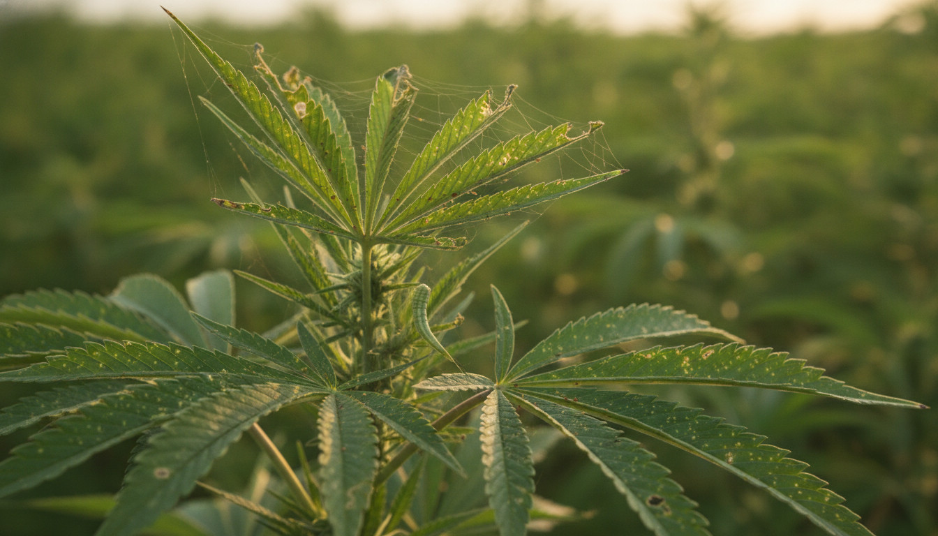 Hemp crop showing summer pest damage