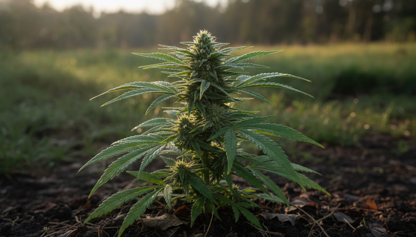 Hemp plant in natural outdoor setting