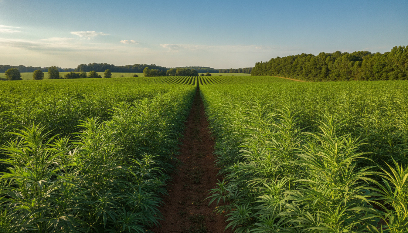 Hemp field in Tennessee on a sunny day
