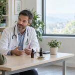 Doctor consulting patient about cannabis microdosing in clinical setting