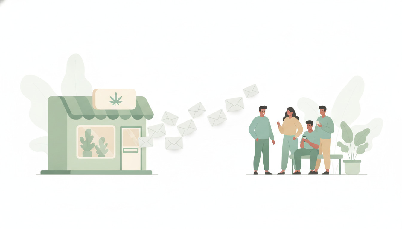 Dispensary email marketing storefront illustration