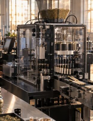Blackbird XXL machine automating hash center insertion in cannabis pre-roll production