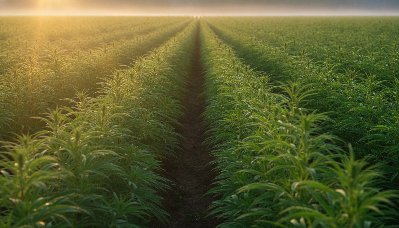Hemp field at sunrise