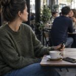 How to Hide Your High: What Works in Public? Person discreetly holding a CBD tincture bottle at a quiet café patio