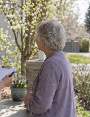 Volunteer collecting medical cannabis petition signatures at Idaho suburban home