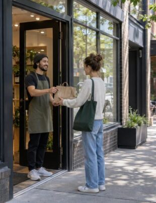 Exterior of a Minneapolis CBD dispensary with curbside pickup in spring afternoon light