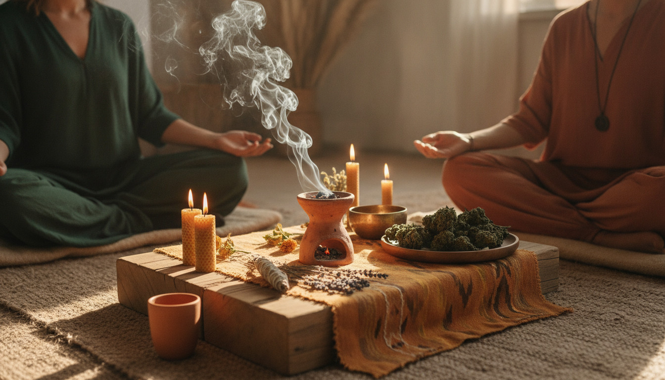 Traditional sacred cannabis ritual setting