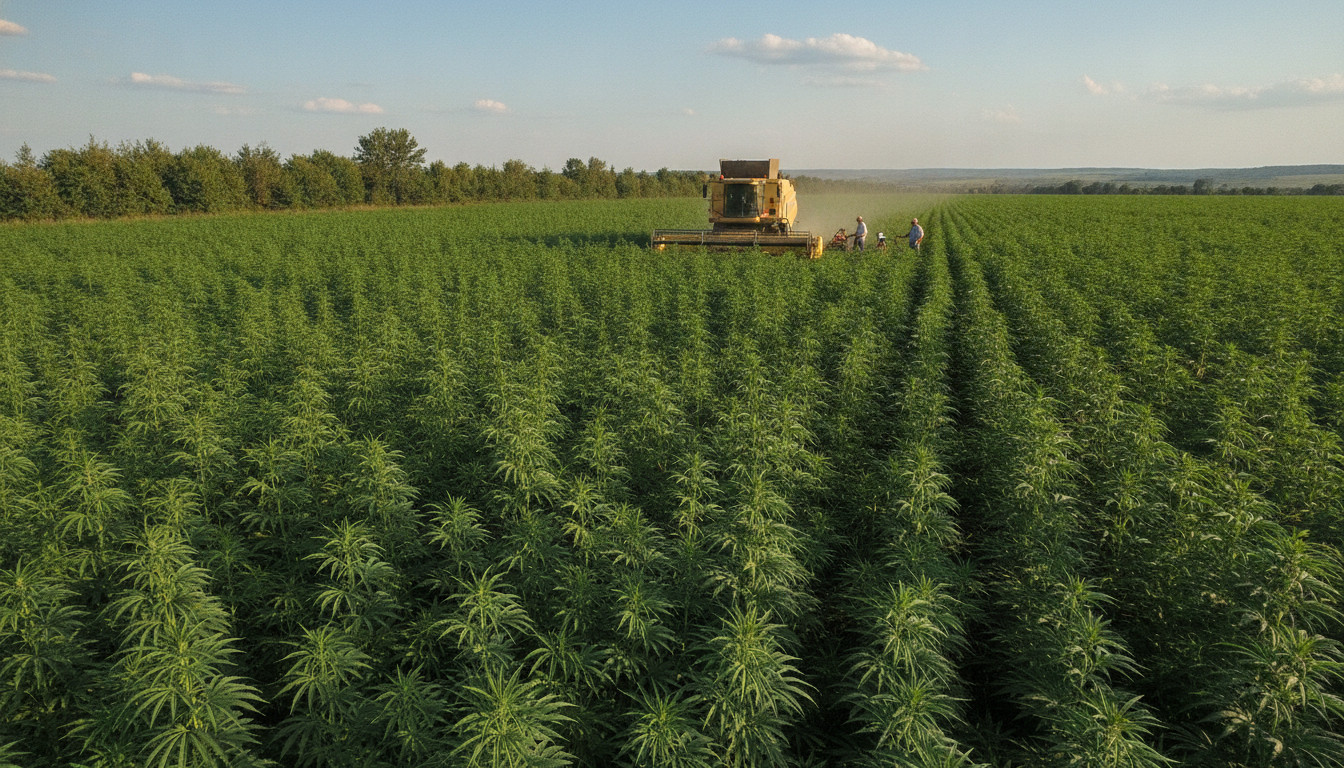 Hemp field in Ukraine during growing season